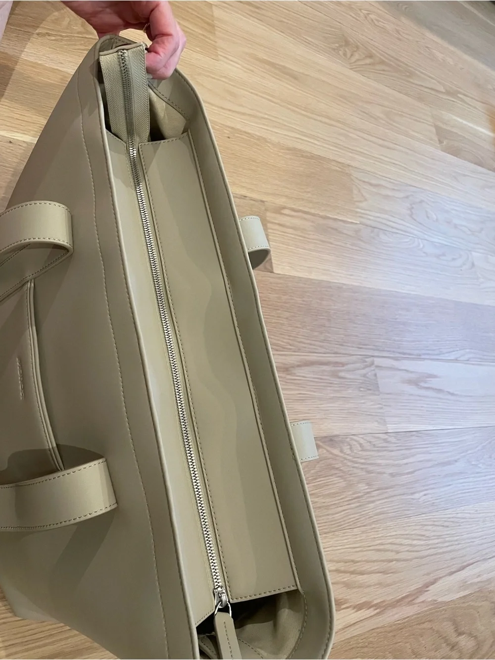 Monos Ivory Vegan Leather Metro Tote Bag